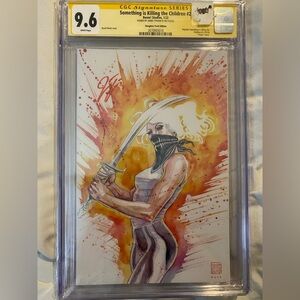 Signed Comic Art with Fiery Background